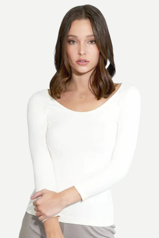 NIKIBIKI 3/4 Sleeve Scoop Neck Top, White