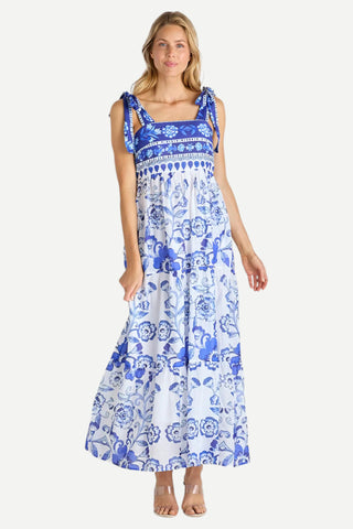 Jude Connally Rose Midi Dress, Blue Garden