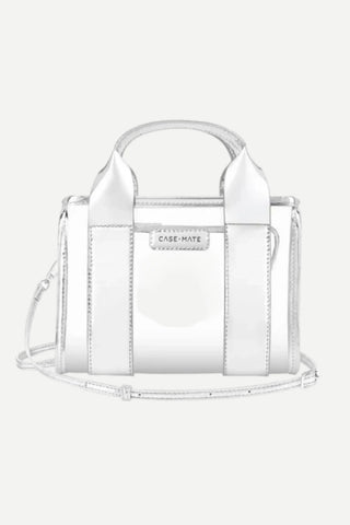 Case Mate Stadium Tote w/ Strap, Silver Chrome/Clear Case Mate