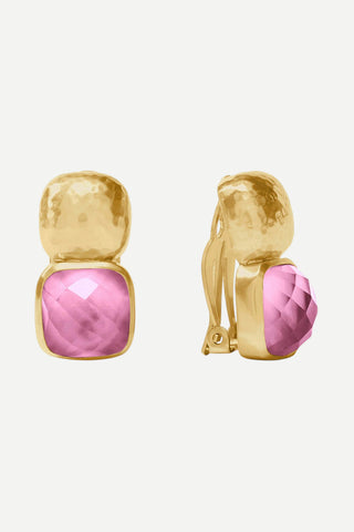 Julie Vos Catalina Clip Earring, Iridescent Tourmaline Pink