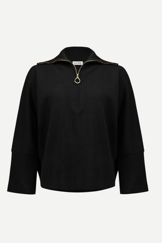 Joseph Ribkoff 1/4 Zip Boxy Knit Pullover Sweater, Black