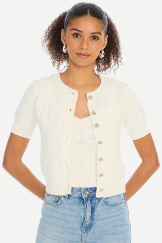 Allison Effie Cardigan, White