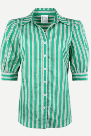 Finley Elise Blouse, White / Green Kelly Stripe