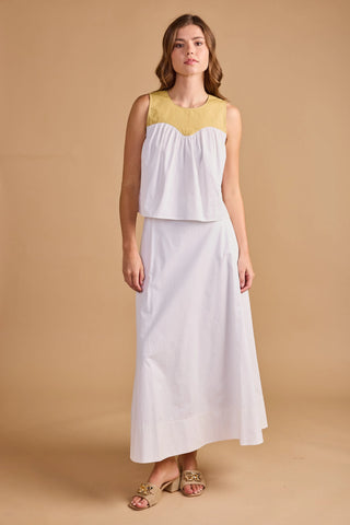 Thomas & Lourdes Alaiya Colorblock Sleeveless Top, White & Yellow Thomas & Lourdes