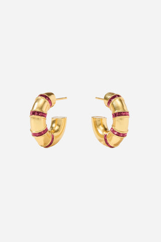 Julie Vos Gold Valentine Hoop Earring, Ruby Red