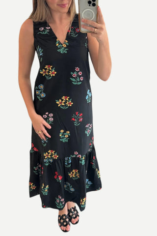 Compania Fantastica Black Flowers Dress Compania Fantastica