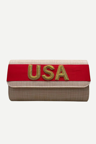 Lisi Lerch Straw Avery, Red Band, Gold USA Letters LISI LERCH