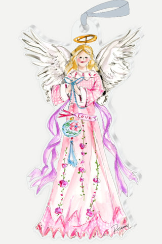 Rosanne Beck Collections Small Acrylic Art, Handpainted Love Pink Angel