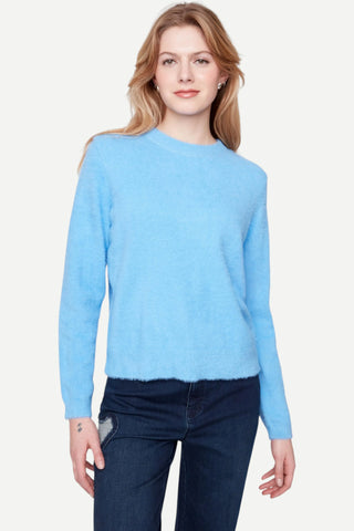 Renuar Feather Yarn Crewneck Knit Sweater, Blue