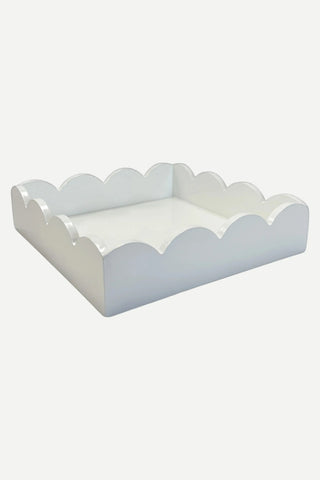 WH Hostess Lacquer Scalloped Notepad Holder, White WH Hostess