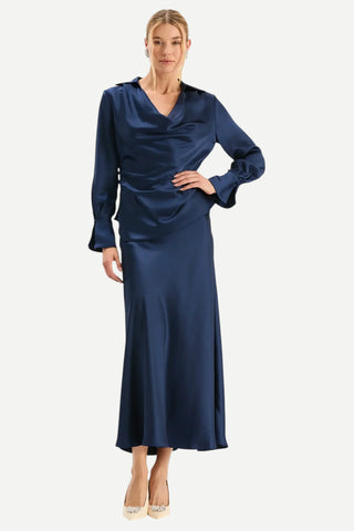 Tyler Boe Edie Charmeuse Skirt, Midnight Navy