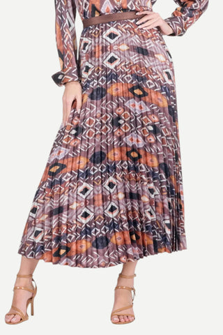 Jade Pleated Skirt 35", Copper Mesa