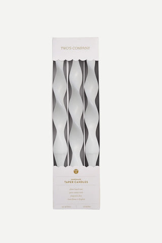 Two's Company Twist & Glow Taper Candles, White TWO'S COMPANY
