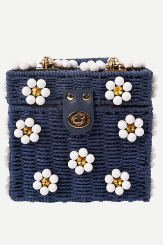 By Jenna Lee Daisy Hand Bag, Navy w/ White Daisy By Jenna Lee