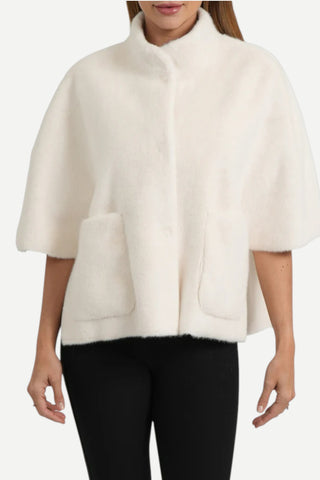 Love Token Faux Fur Caplet, Ivory