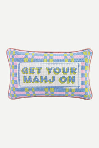 Furbish Needlepoint Pillow Get Your Mahj On