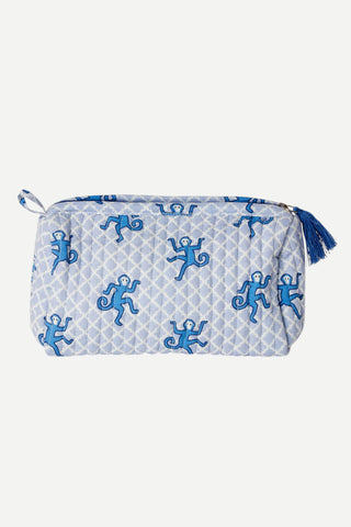Two's Company Monkey Print Pouches, Medium Blue