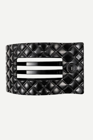 Teleties, Quilted Flat Square Large Hair Clip, Black