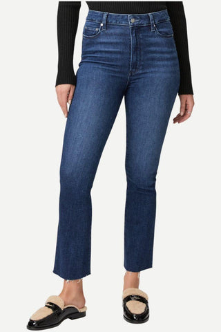 Paige Claudine High Rise Raw Hem Ankle Flare, Sail Away