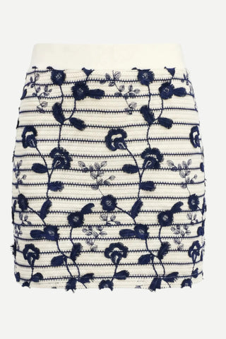 Allison Dawn Mini Skirt, Cream and Navy Knit