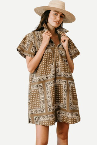 Sunshine Tienda Olive Bandana Getaway Mini Dress