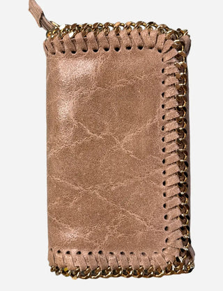 German Fuentes Leather Bag with Chain, Beige