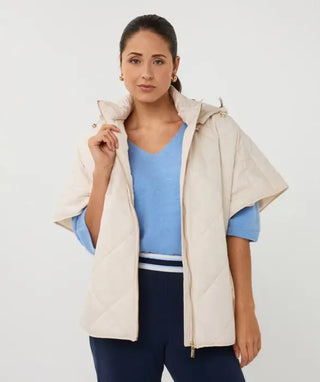 Esqualo Puffer Quilted Ponchi Jacket, Sand - M/L Esqualo