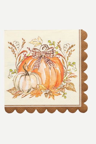 Sophistiplate Cocktail Napkins, 5", 3-Ply, 26/pk, Turkey & Gourds