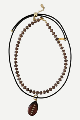 Smith & Co Wooden Dusk Necklace, Brown