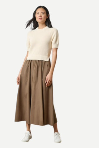 Lilla P Mixed Media Dress, Ivory