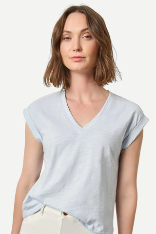 Lilla P Cuffed Sleeve V-Neck Tee, Glass LILLA P