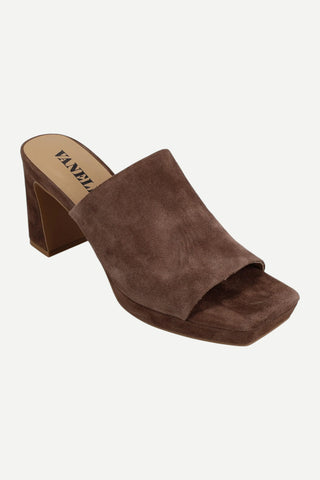 Vaneli Mantie Brunette Suede High-Heel Slide Platform Sandal