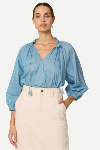 Cleobella Lucinda Blouse, Dusty Blue