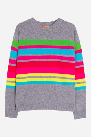 Vilagallo Stripe Neon Sweater, Grey