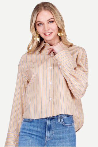 Joy Joy Crop Blouse, Acorn Stripe