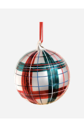 Park Hill Hand Painted Glen Plaid Glass Ball