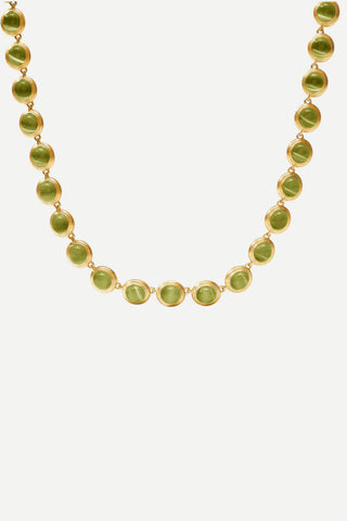 Julie Vos Cobblestone Tennis Necklace, Green Cat's Eye