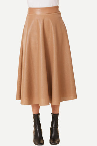 Dolce Cabo Vegan Leather Perforated Skirt, Camel