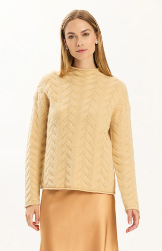 Tyler Boe Gracie Cash Basketweave Sweater, Iced Coffee