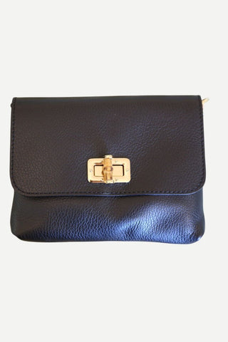 German Fuentes Leather Clutch and Crossbody Bag, Black
