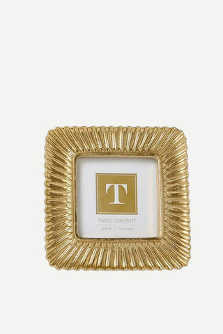 Two's Company Sculpted Scalloped Plume Gold Photo Frame, 4x4