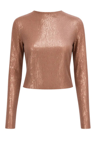 Amanda Maria Sequin Long Sleeve Top, Tawny