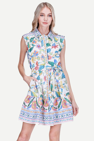 Joy Joy Front Placket Shirt Dress, Festival Florals JOY JOY