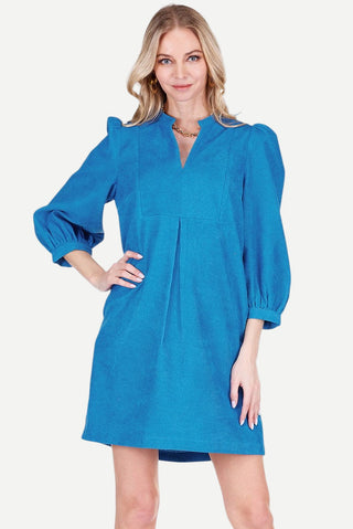 Joy Joy Corduroy Front Yoke Dress, Blue