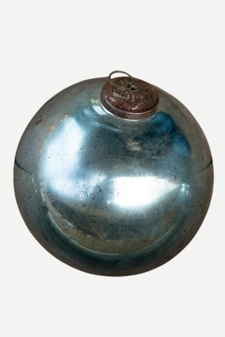 Park Hill Collection Antique Shiny Blue Kyanite Glass Ball Ornament, Extra Large