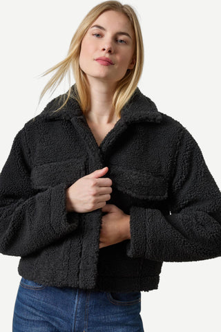 Lilla P Sherpa Collared Jacket, Black