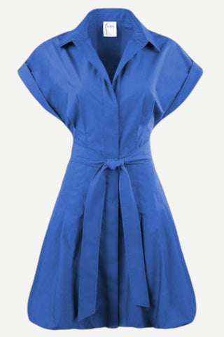 Finley Typewriter Cloth Bubble Dress, Royal Blue