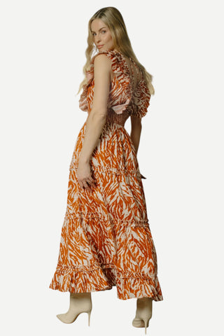 Love The Label Azalea Dress, Terracotta Zebra