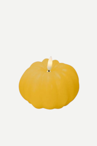 Two's Company Flameless Pumpkin & Gourd Candle (Small), Light Tan and Orange
