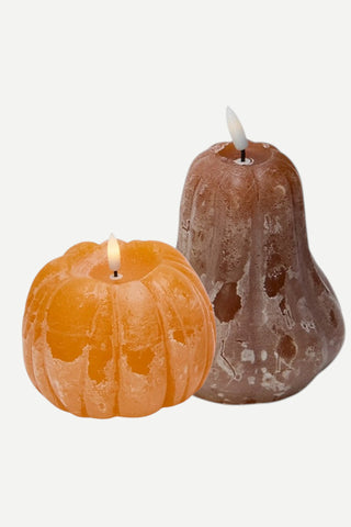 Two's Company Flameless Pumpkin & Gourd Dark Color Candle, Medium Size